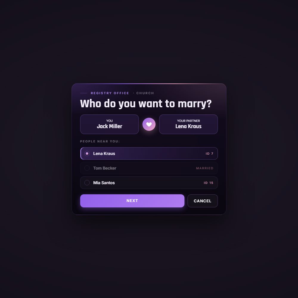 Choose your partner from players nearby